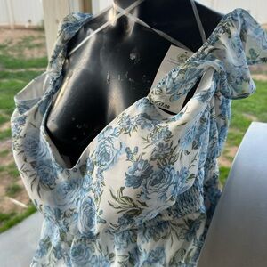 Floral Blue and White Dress